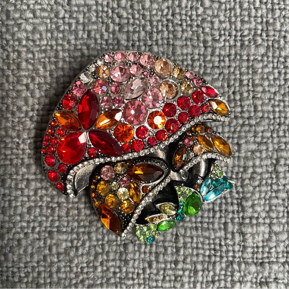 Multicolor Crystal Mushroom Brooch - Women Jewelry